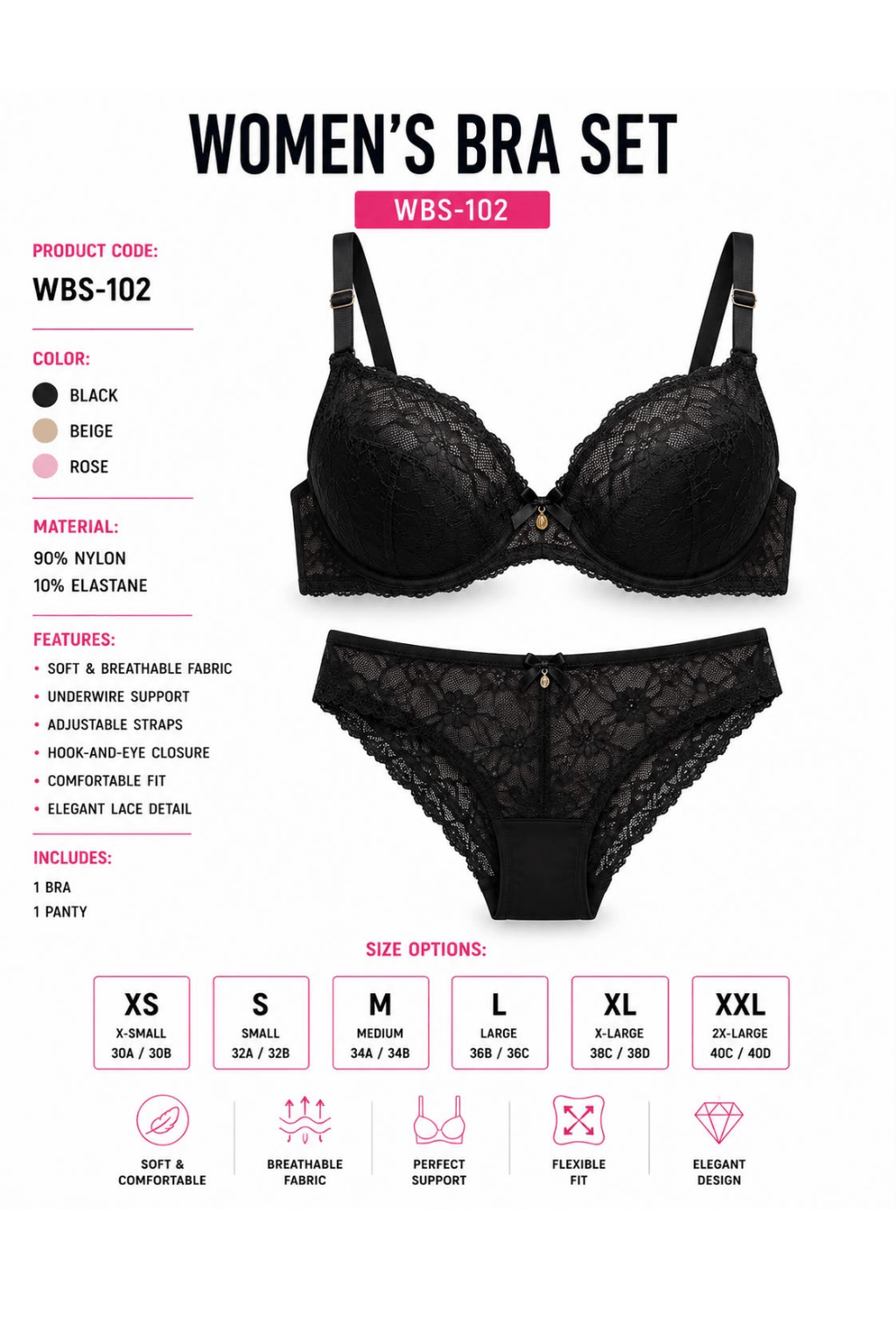 wbs-102 Women's Bra Set | WBS-102 - Görsel 1