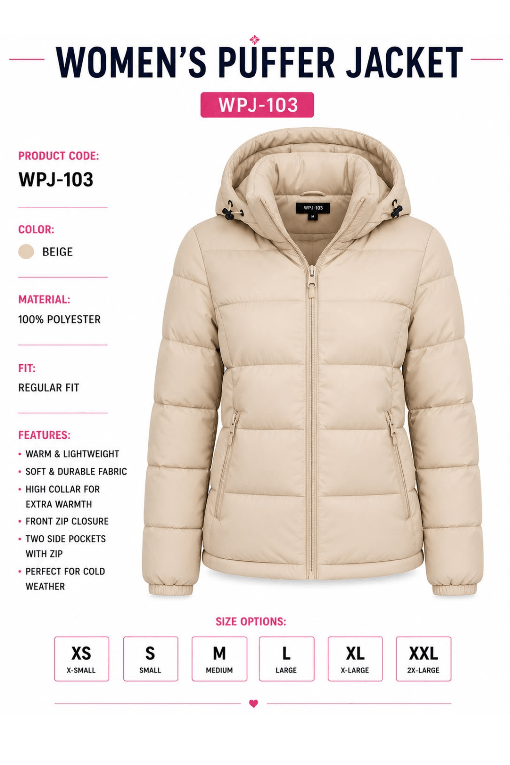 wpj-103 Women's Puffer Jacket | WPJ-103 - Görsel 1